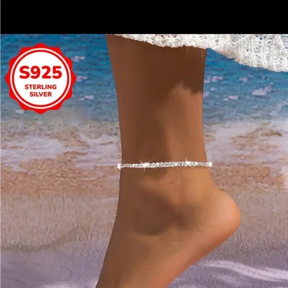 💖 New .925 Sterling Silver Ankle Bracelet Anklet - Picture 2 of 7